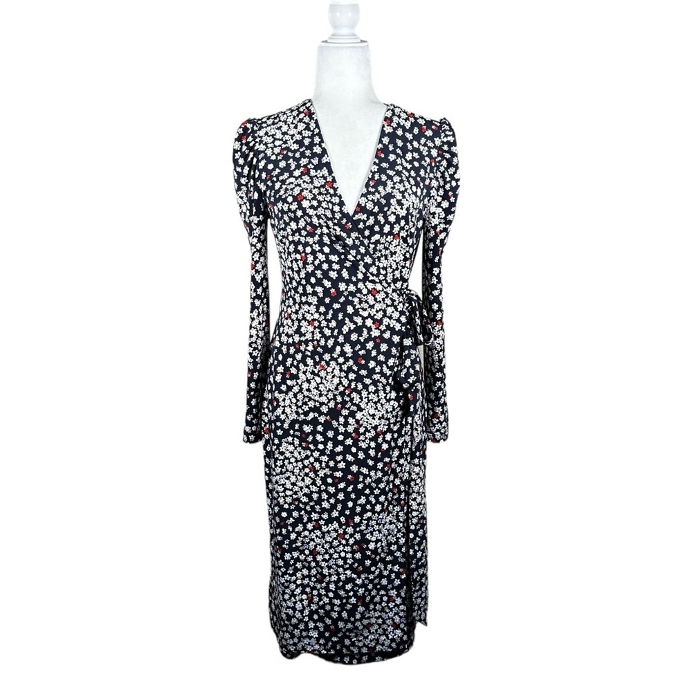ANN TAYLOR Petite Floral Puff Sleeve Wrap Dress - Picture 3 of 13
